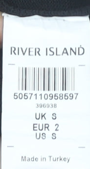 River Island Men’s Black Short Sleeve Zip T-Shirt Size S