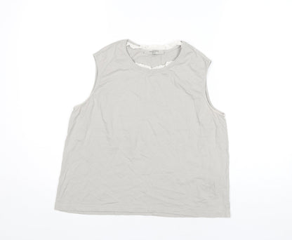 AllSaints Womens Grey Cotton Tank Top Size M Crew Neck Sleeveless