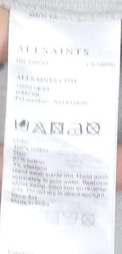 AllSaints Womens Grey Cotton Tank Top Size M Crew Neck Sleeveless