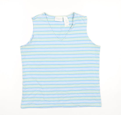 Liz Claiborne Womens Multicoloured Striped V-Neck Tank Top M