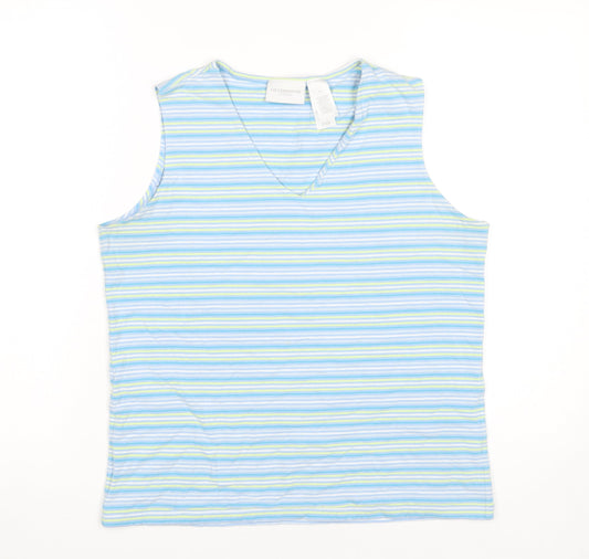 Liz Claiborne Womens Multicoloured Striped V-Neck Tank Top M
