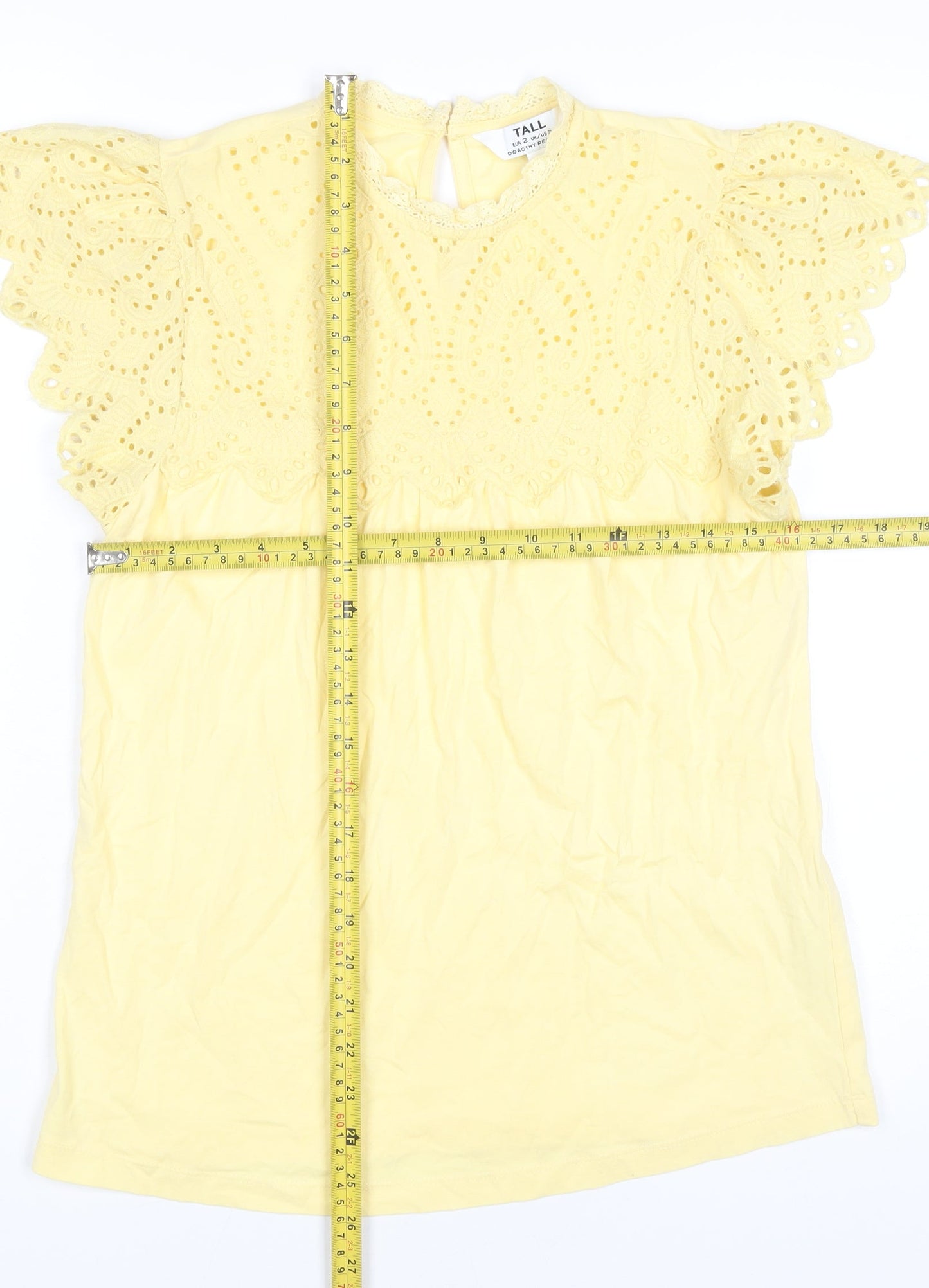 Womens UK Size S Dorothy Perkins Yellow Tunic Blouse