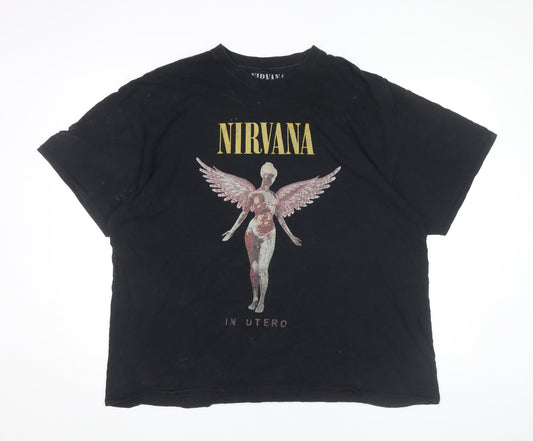 Nirvana Men's Black L Band Graphic T-Shirt Rock Music 90s
