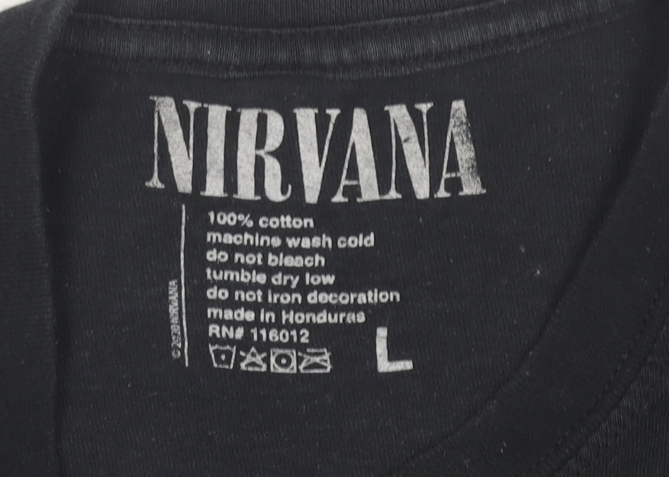 Nirvana Men's Black L Band Graphic T-Shirt Rock Music 90s
