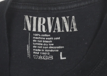 Nirvana Men's Black L Band Graphic T-Shirt Rock Music 90s