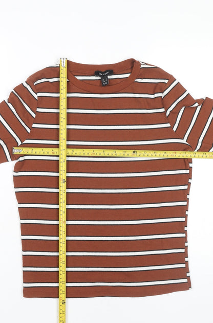 New Look Womens Brown Striped 3/4 Sleeve T-Shirt Size 18