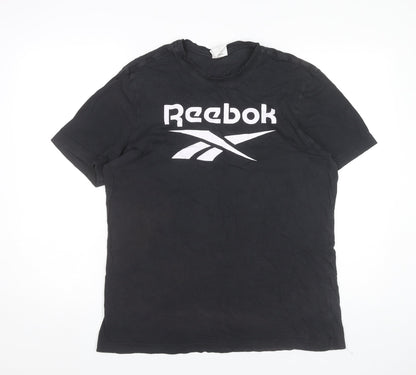 Reebok Men's Black Short Sleeve Crew Neck Cotton Sports T-Shirt L