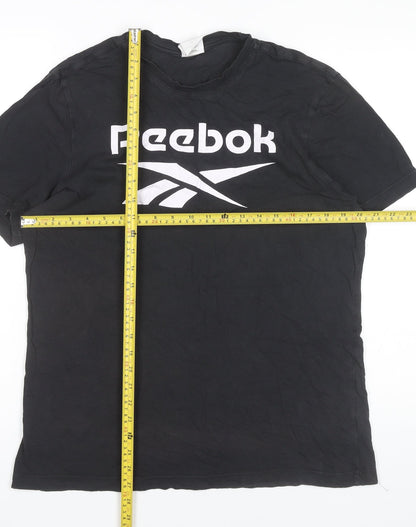 Reebok Men's Black Short Sleeve Crew Neck Cotton Sports T-Shirt L