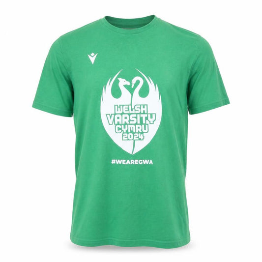 Macron Men's Green Welsh Varsity 2024 Sports Graphic T-Shirt Size S
