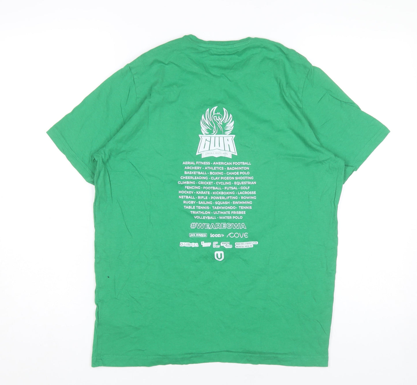 Macron Men's Green Welsh Varsity 2024 Sports Graphic T-Shirt Size S
