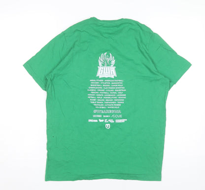 Macron Men's Green Welsh Varsity 2024 Sports Graphic T-Shirt Size S