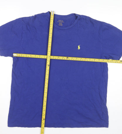 Ralph Lauren Men’s Blue Cotton Crew Neck Embroidered Logo T-Shirt M