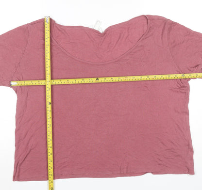 Womens UK Size XL H&M Pink Basic T-Shirt