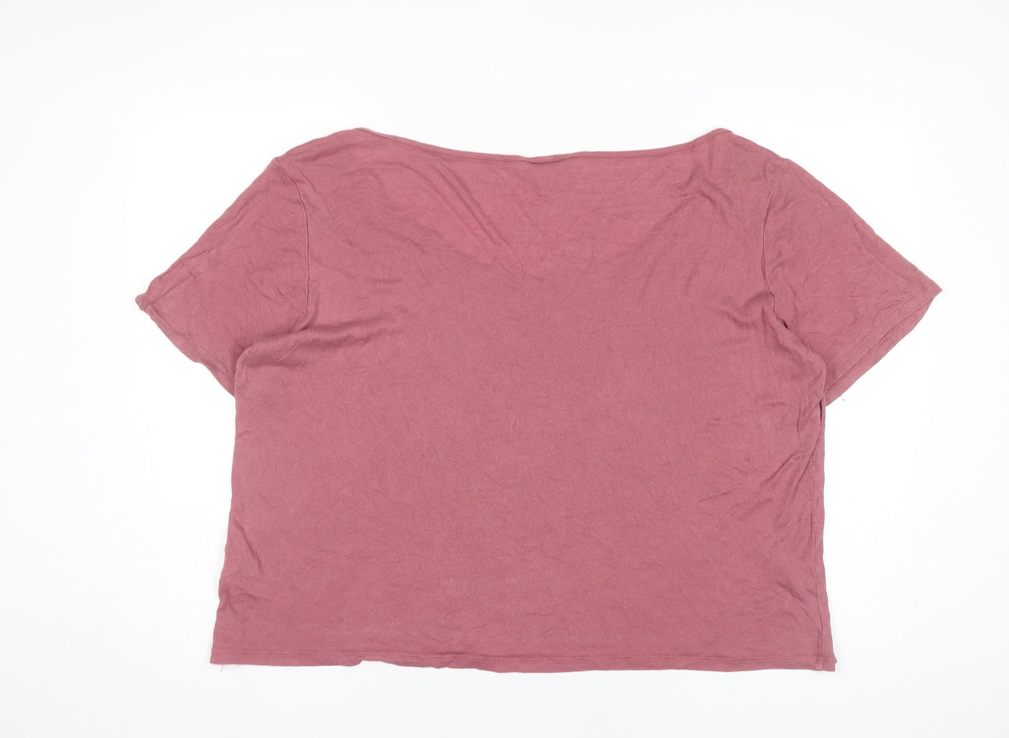 Womens UK Size XL H&M Pink Basic T-Shirt