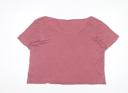 Womens UK Size XL H&M Pink Basic T-Shirt