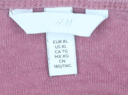 Womens UK Size XL H&M Pink Basic T-Shirt