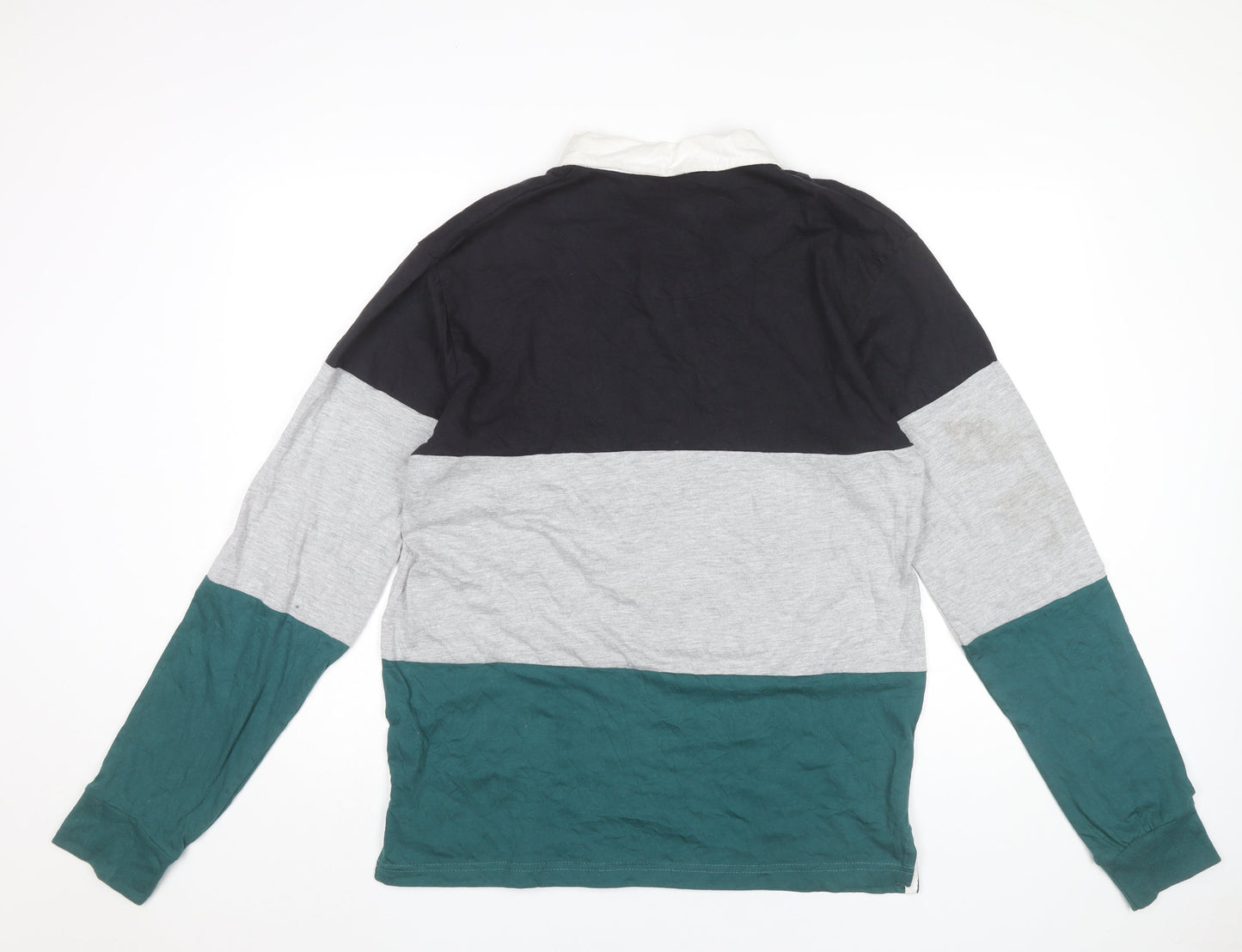 Black Jack Mens Colourblock Long Sleeve Polo Shirt Size L Cotton Blend