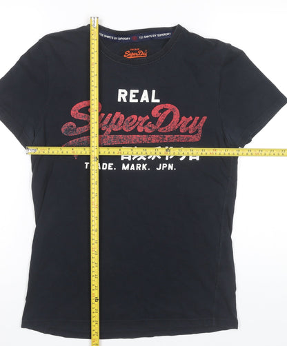 Superdry Men’s Black Graphic Print T-Shirt Size S Retro Style