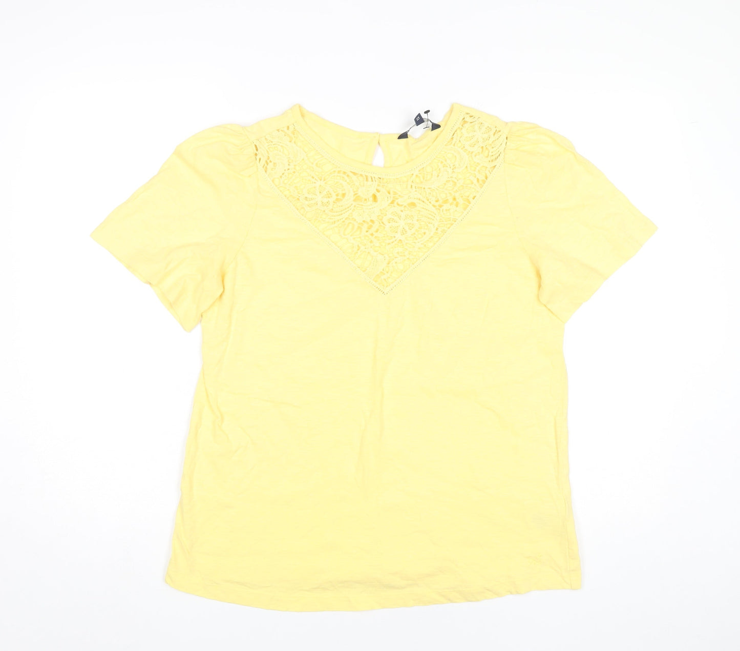Womens UK Size 12 Crew Clothing Company Yellow Basic T-Shirt