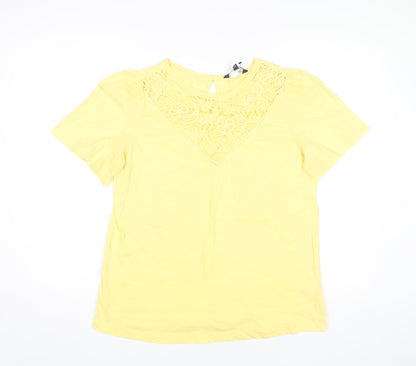 Womens UK Size 12 Crew Clothing Company Yellow Basic T-Shirt