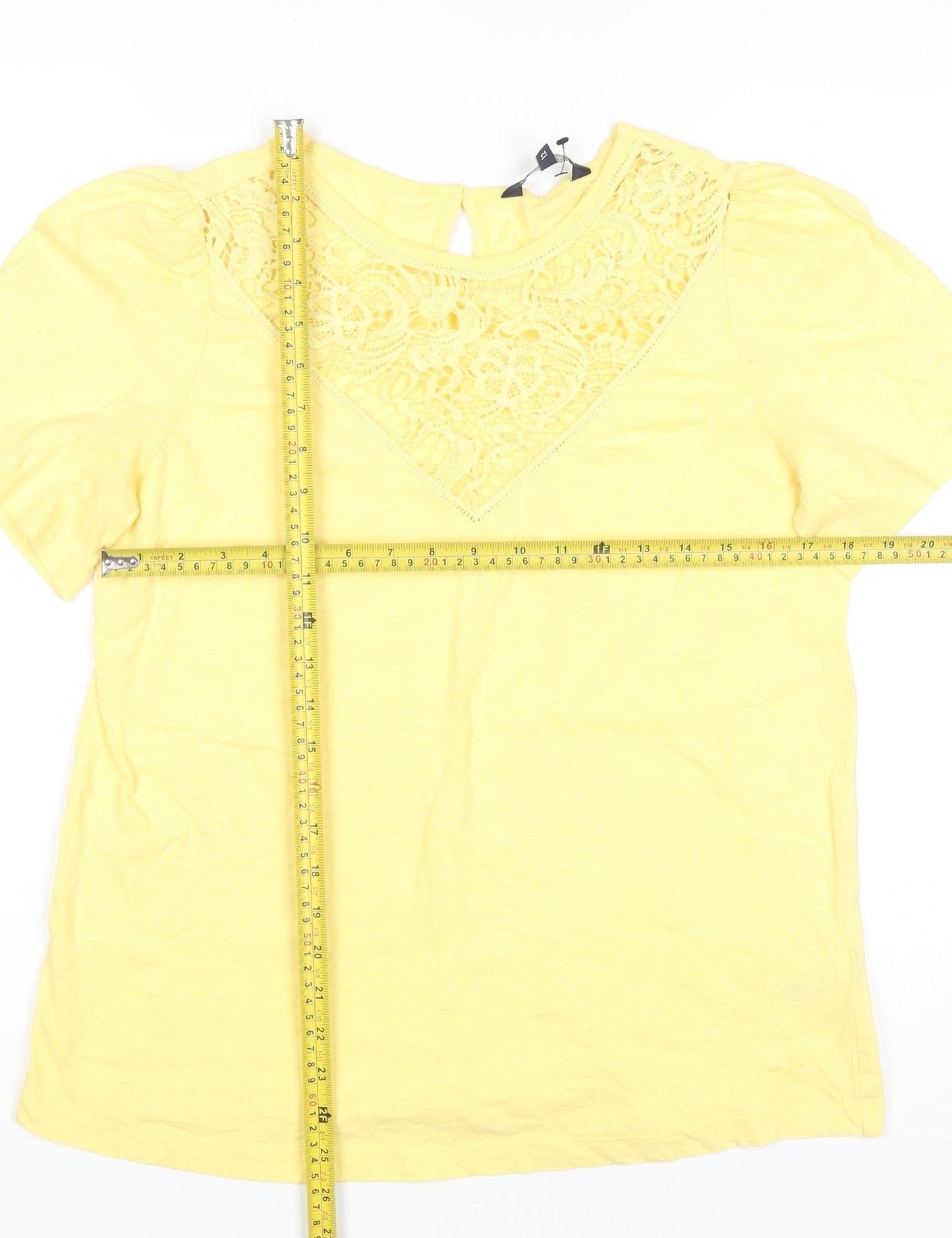 Womens UK Size 12 Crew Clothing Company Yellow Basic T-Shirt