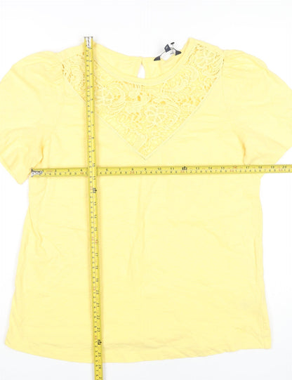 Womens UK Size 12 Crew Clothing Company Yellow Basic T-Shirt