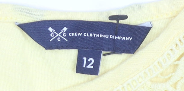 Womens UK Size 12 Crew Clothing Company Yellow Basic T-Shirt