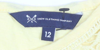 Womens UK Size 12 Crew Clothing Company Yellow Basic T-Shirt