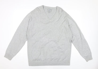 Morley Men’s Grey Cotton V-Neck Pullover Jumper Size L