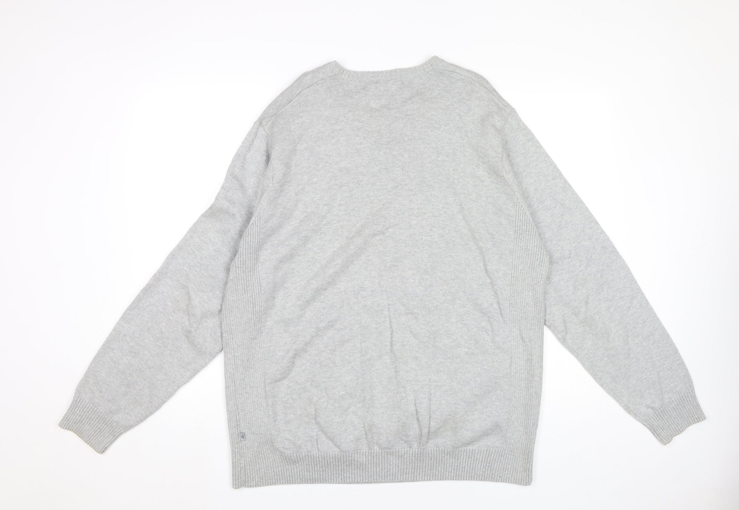 Morley Men’s Grey Cotton V-Neck Pullover Jumper Size L