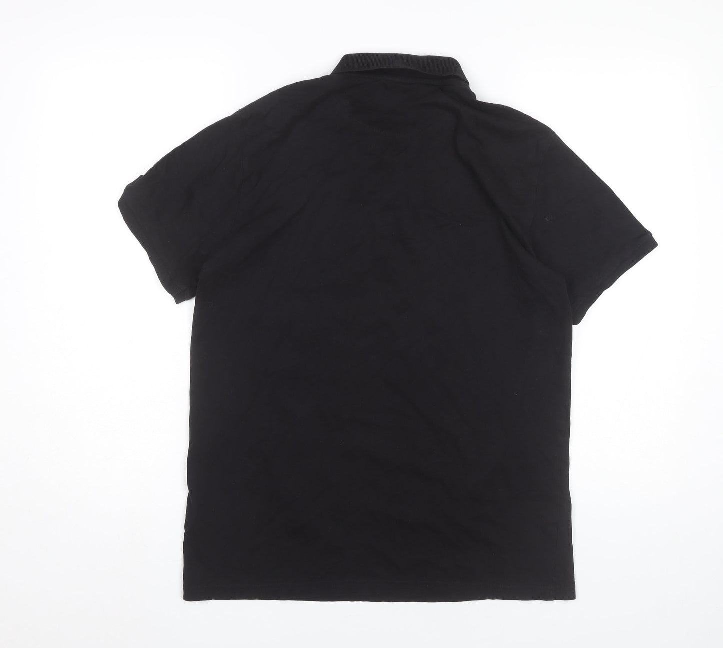 Brave Soul Men's Black Cotton Short Sleeve Polo Shirt Size L