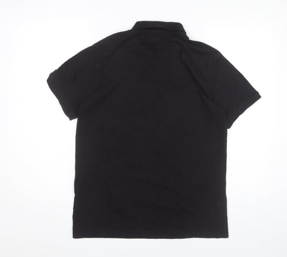 Brave Soul Men's Black Cotton Short Sleeve Polo Shirt Size L