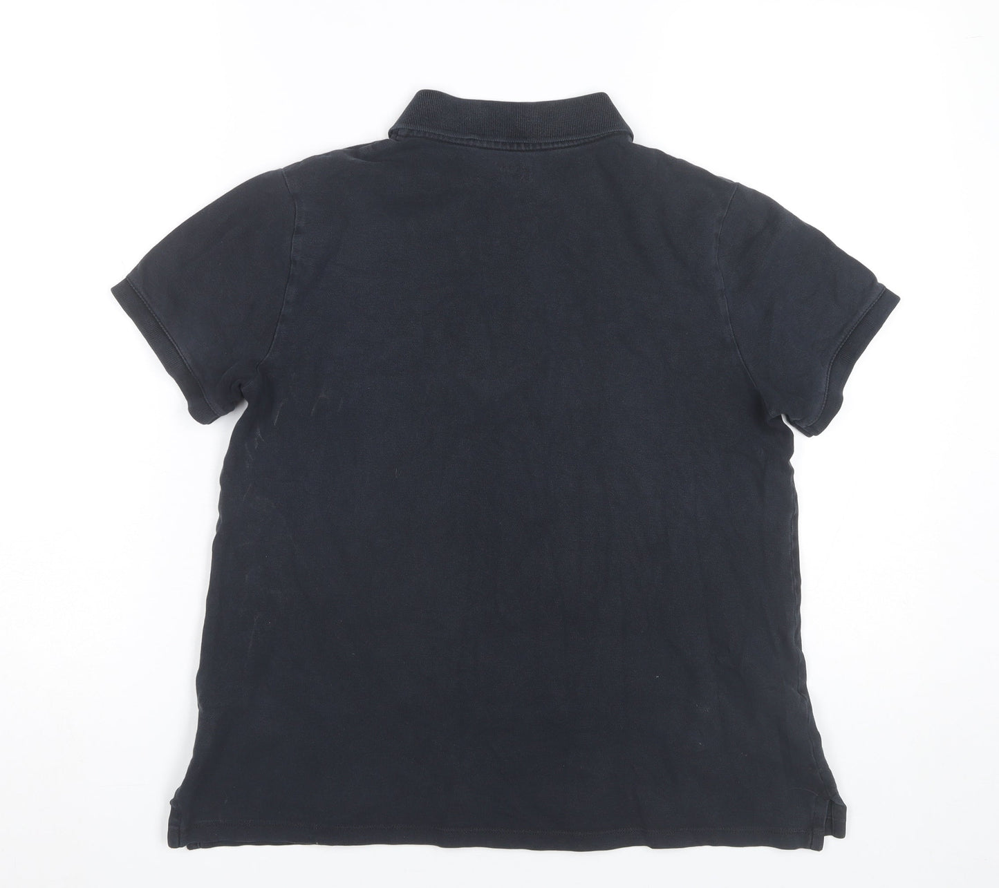 Lands' End Women's Black Polo Shirt Size S Short Sleeve Cotton