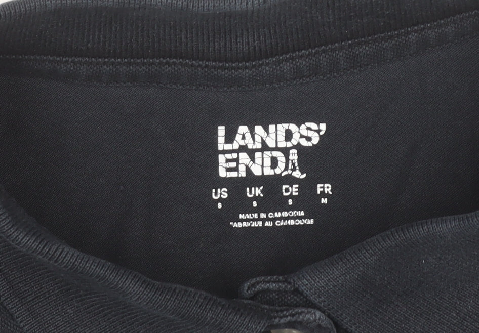 Lands' End Women's Black Polo Shirt Size S Short Sleeve Cotton