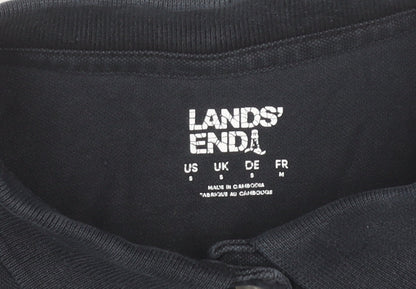 Lands' End Women's Black Polo Shirt Size S Short Sleeve Cotton