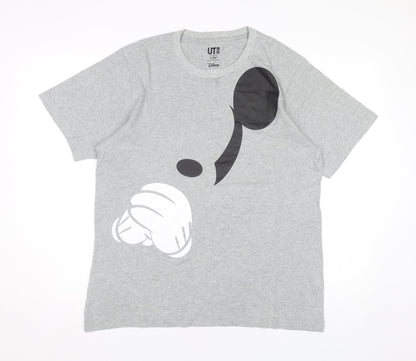 Uniqlo Men’s Grey Mickey Mouse Disney Graphic Cotton T-Shirt L Regular