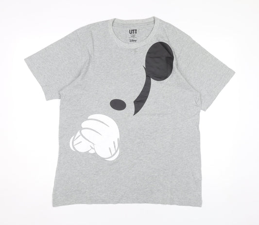 Uniqlo Men’s Grey Mickey Mouse Disney Graphic Cotton T-Shirt L Regular
