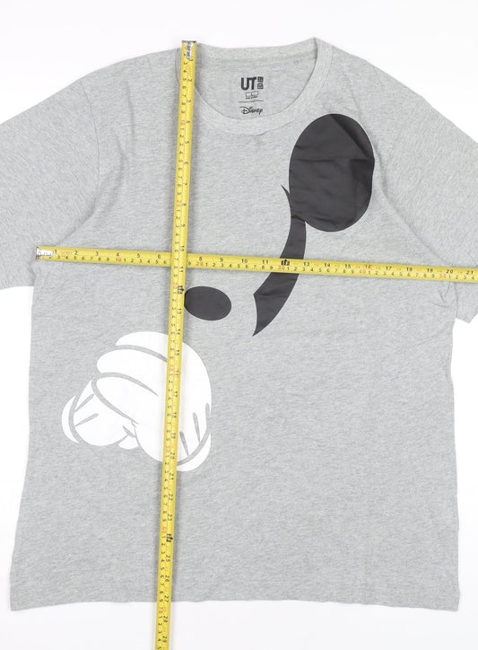 Uniqlo Men’s Grey Mickey Mouse Disney Graphic Cotton T-Shirt L Regular