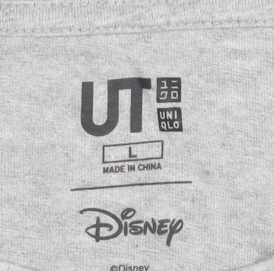 Uniqlo Men’s Grey Mickey Mouse Disney Graphic Cotton T-Shirt L Regular
