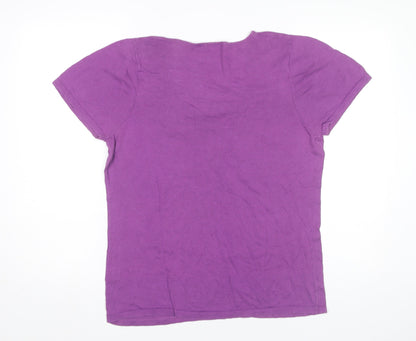 Boden Women’s Purple Linen Cotton V-Neck T-Shirt Size 16