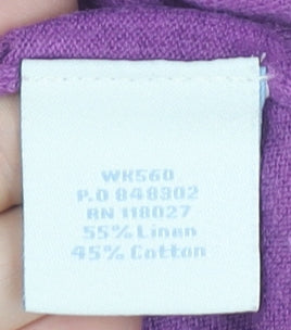 Boden Women’s Purple Linen Cotton V-Neck T-Shirt Size 16