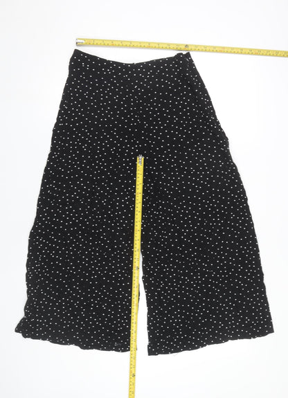 New Look Women Black Polka Dot Wide Leg High Rise Trousers Size 10