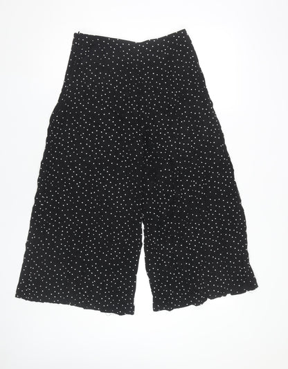 New Look Women Black Polka Dot Wide Leg High Rise Trousers Size 10