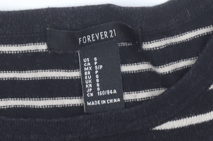 Forever 21 Women Black Striped Short Sleeve T-Shirt Dress Size S