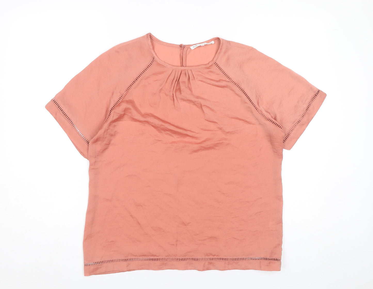 Violet + Claire Womens Pink Blouse Top M Short Sleeve Crew Neck Polyester