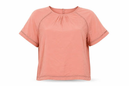 Violet + Claire Womens Pink Blouse Top M Short Sleeve Crew Neck Polyester