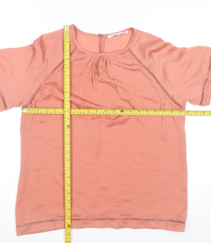 Violet + Claire Womens Pink Blouse Top M Short Sleeve Crew Neck Polyester