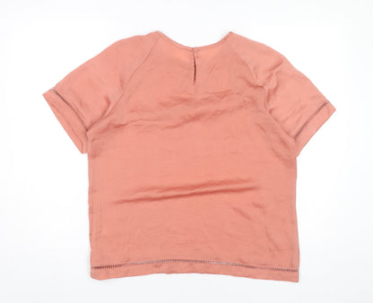 Violet + Claire Womens Pink Blouse Top M Short Sleeve Crew Neck Polyester