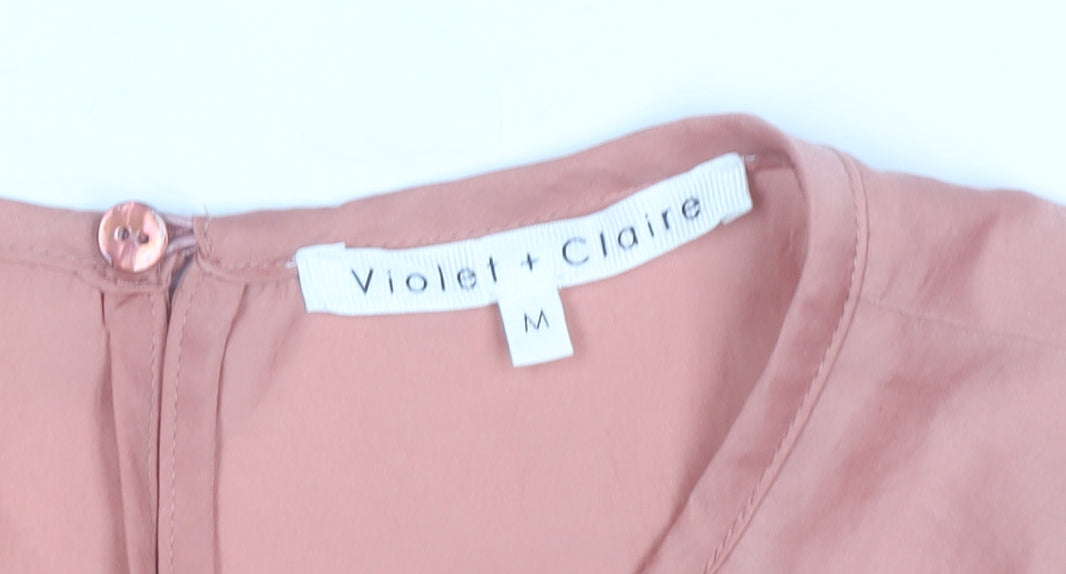 Violet + Claire Womens Pink Blouse Top M Short Sleeve Crew Neck Polyester