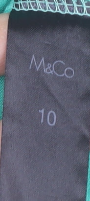 M&Co Women’s Green V-Neck Cut Out Shoulder T-Shirt Size 10